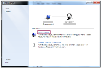 listen to music option to Connect Sony Bluetooth Headphones